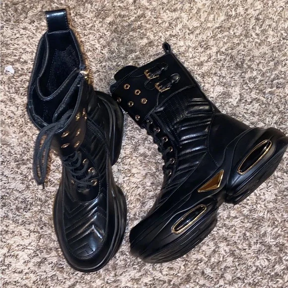 vivianly Round Toe Platform Mid Calf Boots Pull-on Chunky Zipper Ankle Booties - Picture 2 of 4